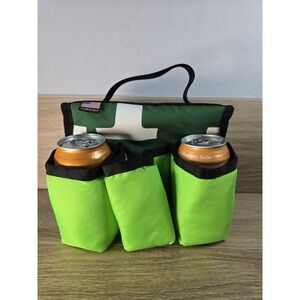 GREEN GURU Sixer 6-Pack Bike Beverage Carrier Bag Green Blue Insulated Upcycled